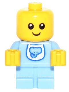 col260: Baby - Bright Light Blue Body with Elephant Bib - Bricks and Minifigs Sioux Falls