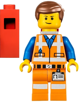 tlm018: Emmet - Lopsided Closed Mouth Smile, with Piece of Resistance - Bricks and Minifigs Sioux Falls