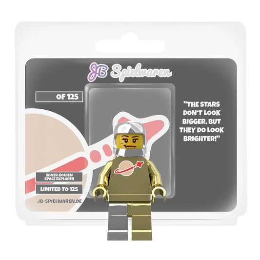 Chrome Silver and Gold Sunny Space Explorer Custom Minifigure - Bricks and Minifigs Sioux Falls