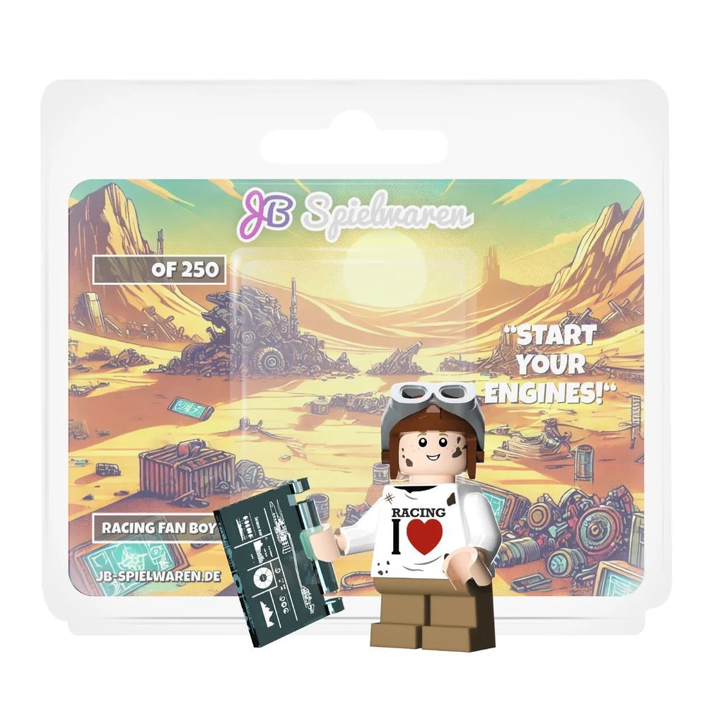 Racing Fan Boy Custom Minifigure - Bricks and Minifigs Sioux Falls